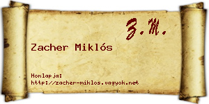 Zacher Miklós névjegykártya